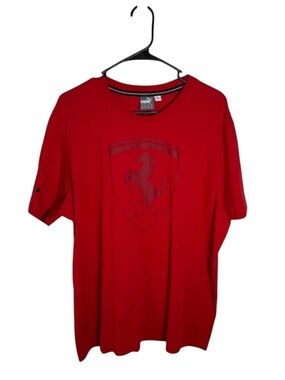 Puma Ferrari Men's XXL Red Graphic Tee Tonal Shield Logo Shirt